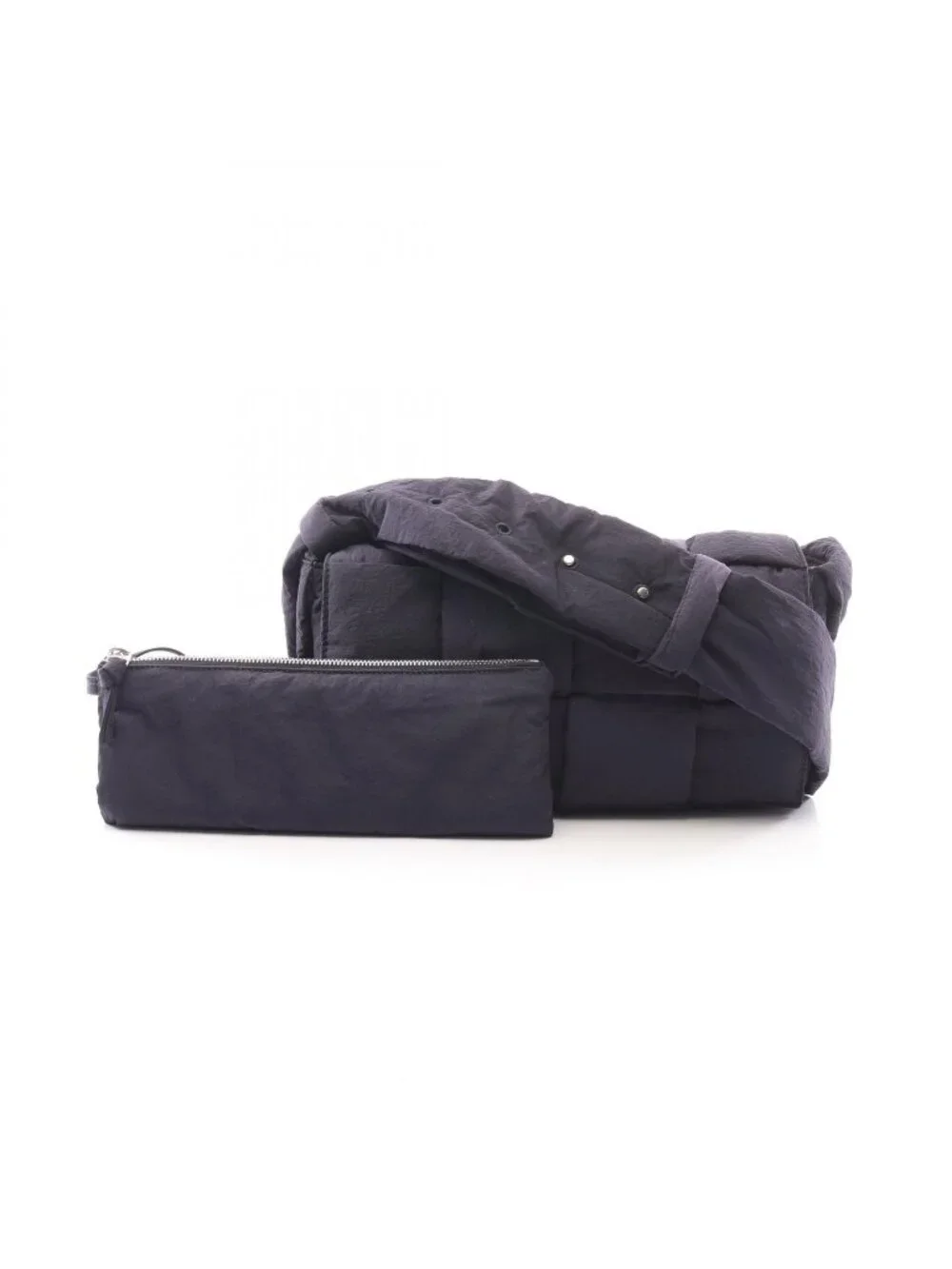 Bottega Veneta Shoulder Bag Padded Tech Cassette Navy Nylon Maxi Intrecciato